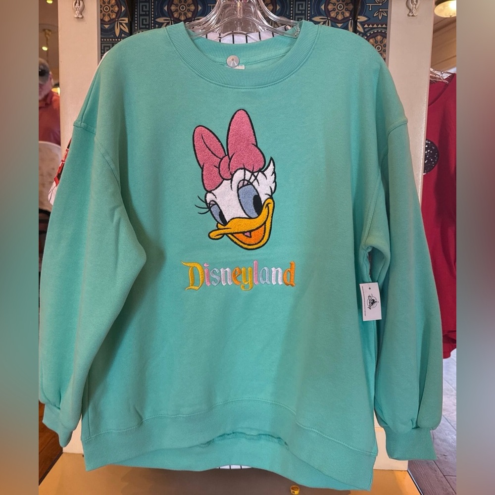 2025 Disneyland Daisy Duck Teal Oversized Sweatshirt Pullover Oversized